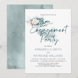 Eucalyptus | Vattenfärgad grön Förlovningsfest Inbjudningar