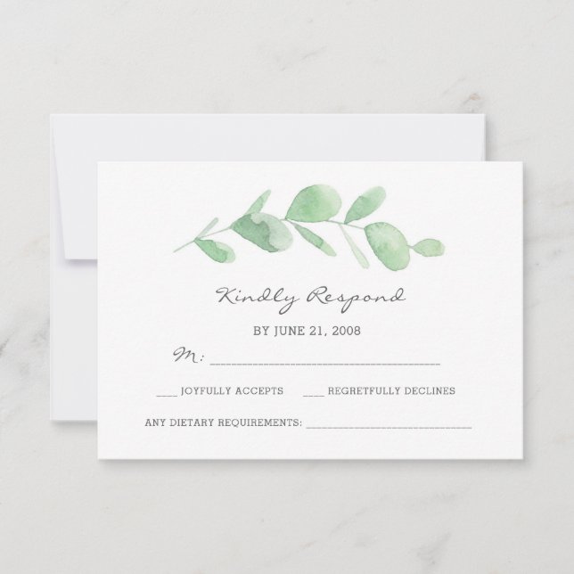 Eucalyptus vattenfärgad OSA kort (Framsida)
