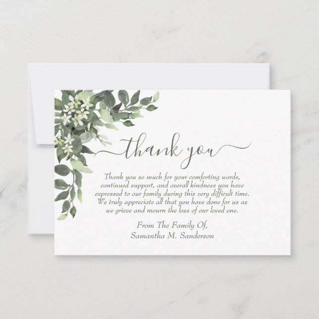 Eucalyptus vattenfärgsfunktion i flytande minne tack kort (Framsida)