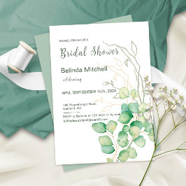 Eucalyptus Vattenfärgsminimalistisk Möhippa Inbjudningar