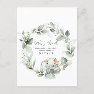 eucalyptus vattenfärgsskugga för babydusch vykort