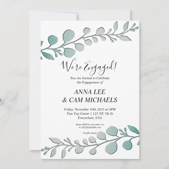 Eucalyptus | Vi är engagerade Inbjudningar (Framsida)