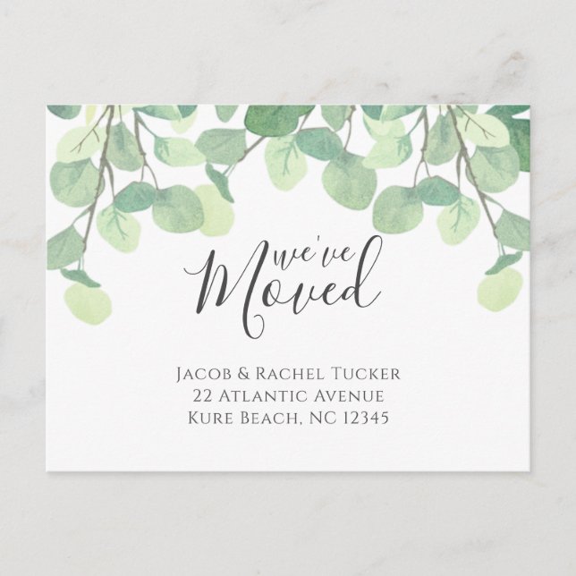 Eucalyptus Vi har flyttat Flytta Announcement Vykort (Framsida)