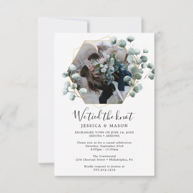 Eucalyptus Vi Knöt Knuten Elopement-inbjudan Inbjudningar (Framsida)