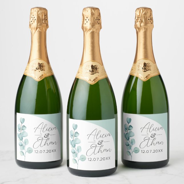 Eucalyptus Vin-etiketter Drinks Bröllop Löv Mint (Flaskor)