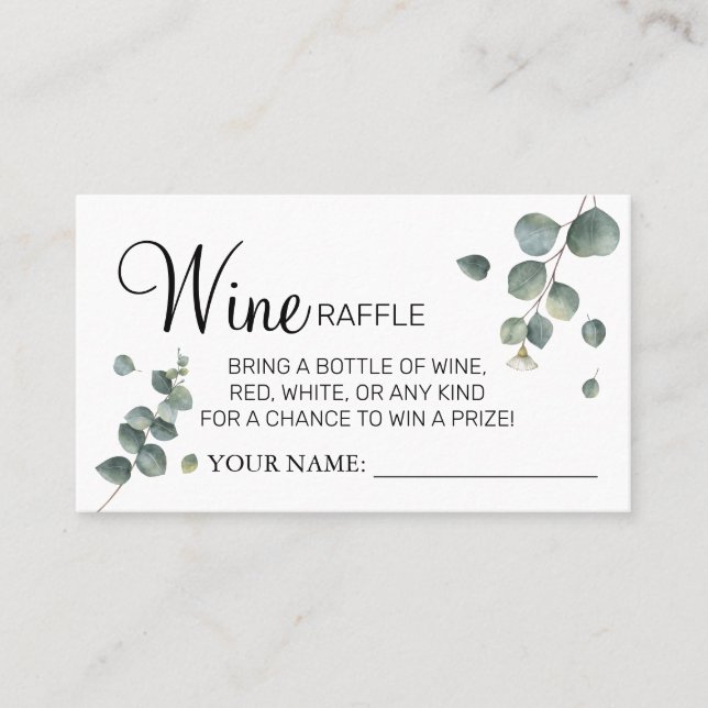 Eucalyptus Vin raffle biljett Möhippa kort (Framsida)
