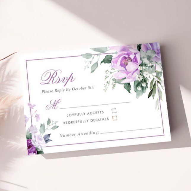 Eucalyptus Violet Flowers-Bröllop OSA Card Kort (Skapare uppladdad)