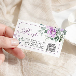 Eucalyptus Violet Flowers Bröllop QR Code OSA  Tilläggskort