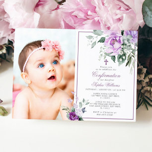 Eucalyptus Violet Flowers Photo Girl Bekräftelse Inbjudningar