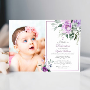 Eucalyptus Violet Flowers Photo Girl Dedication Inbjudningar