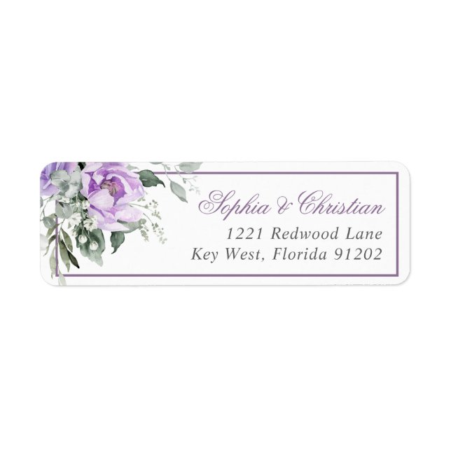 Eucalyptus Violet Flowers Retur Adressetikett Returadress Etikett (Framsidan)
