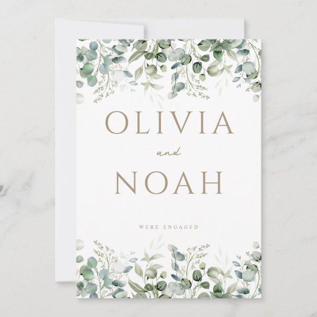 Eucalyptus Vit Vi är Engagerade Annonskort Inbjudningar (Framsida)