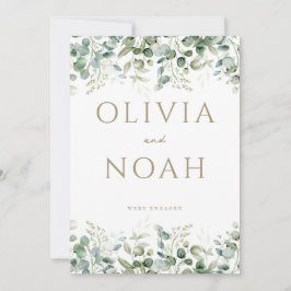 Eucalyptus Vit Vi är Förlovade Annonskort Inbjudningar
