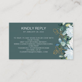 Eucalyptus vita blommor teal QR Code online OSA Tilläggskort