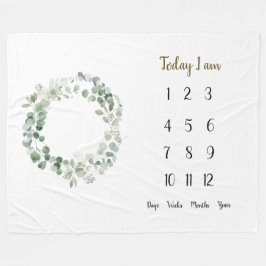 Eucalyptus vrak Baby 1:a året Milstolpe Fleecefilt