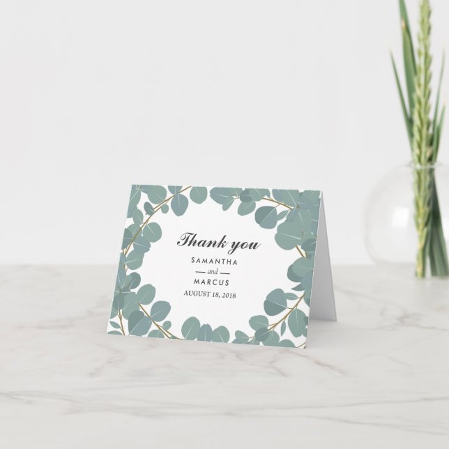 Eucalyptus Wandedie Greenery Bröllop Tack, ditt ko Tack Kort (Framsida)