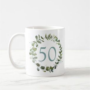 Eucalyptus Watercolor 50:e födelsedagen Kaffemugg