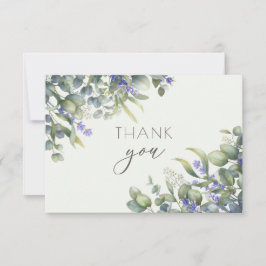 Eucalyptus Watercolor Blommigt Bröllop Photo Tack Kort