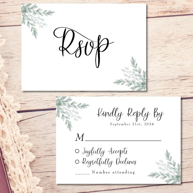 Eucalyptus Watercolor Bröllop OSA Card (Skapare uppladdad)