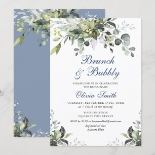 Eucalyptus Watercolor Brunch och Bubly Inbjudningar