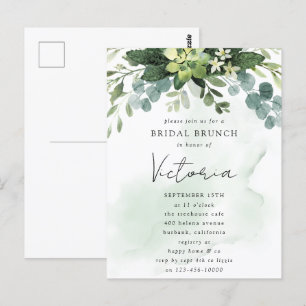 Eucalyptus Watercolor Chic Bröllopsfestinladning Vykort