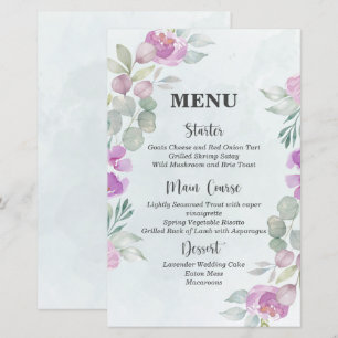 Eucalyptus Watercolor Dusty Blue Bröllop Menu
