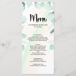 Eucalyptus Watercolor Elegant Greenery Bröllop Meny