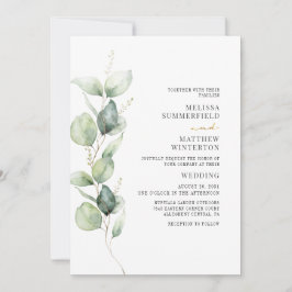Eucalyptus Watercolor Greenery Botanical Bröllop Inbjudningar