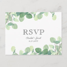 Eucalyptus Watercolor Greenery Bröllop OSA Vykort