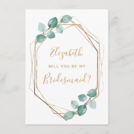 Eucalyptus Watercolor Greenery Guld Bridesmaid Inbjudningar