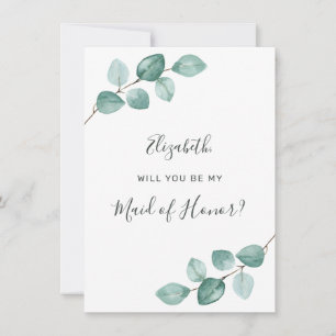 Eucalyptus Watercolor Greenery Maid of honor Inbjudningar