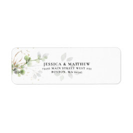 Eucalyptus Watercolor Greenery Returadress Etikett