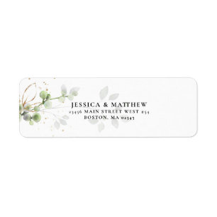 Eucalyptus Watercolor Greenery Returadress Etikett