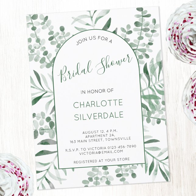 Eucalyptus Watercolor Inbjudningskort för möhippan (Eucalyptus greenery watercolor elegant bridal shower invitation )