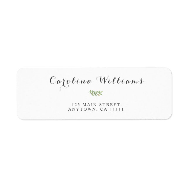 Eucalyptus Watercolor Modern Returetiketters Returadress Etikett (Framsidan)