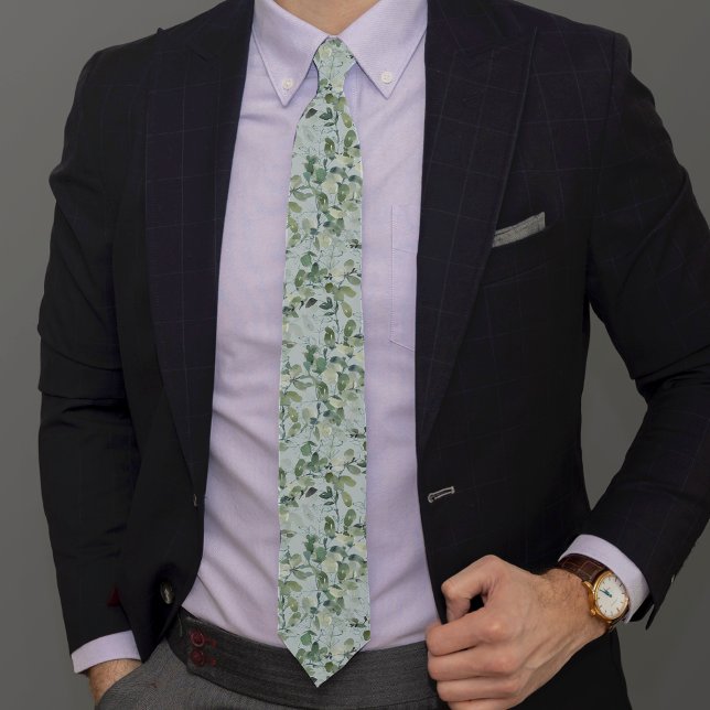 Eucalyptus Watercolor Mönster Neck Tie Slips (Skapare uppladdad)
