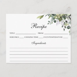 Eucalyptus Watercolor Recipe Card Vykort