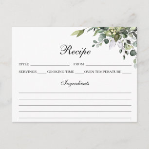 Eucalyptus Watercolor Recipe Card Vykort