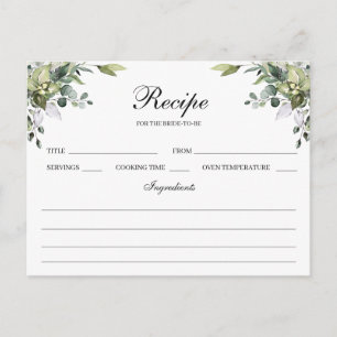 Eucalyptus Watercolor Recipe Card Vykort