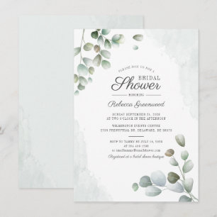 Eucalyptus Watercolor Succult Möhippa Inbjudningar