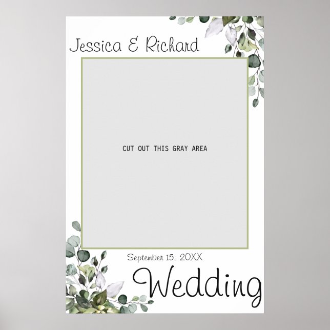 Eucalyptus Watercolor Wedding Photo Prop Poster (Framsidan)