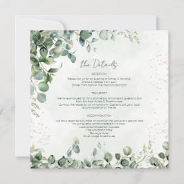 Eucalyptus Wedding Details Card Square 1001A Inbjudningar