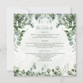 Eucalyptus Wedding Details Card Square 1001A Inbjudningar