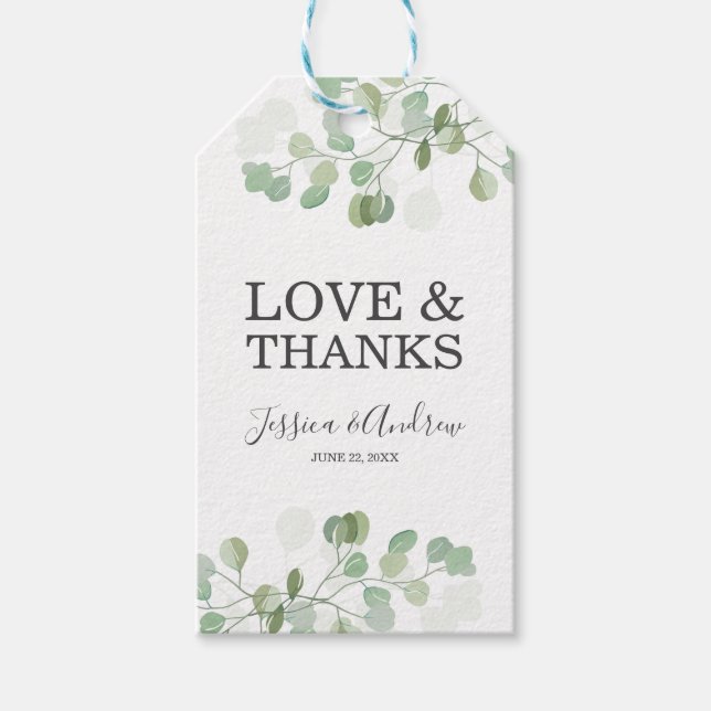 Eucalyptus Wedding Favor Gift Märkres Botaniska Gr Presentetikett (Framsidan)