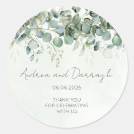 Eucalyptus Wedding Favor Label Sticker 1001A Runt Klistermärke