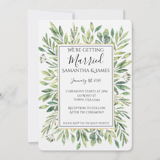 Eucalyptus Wedding Invitation Inbjudningar (Framsida)
