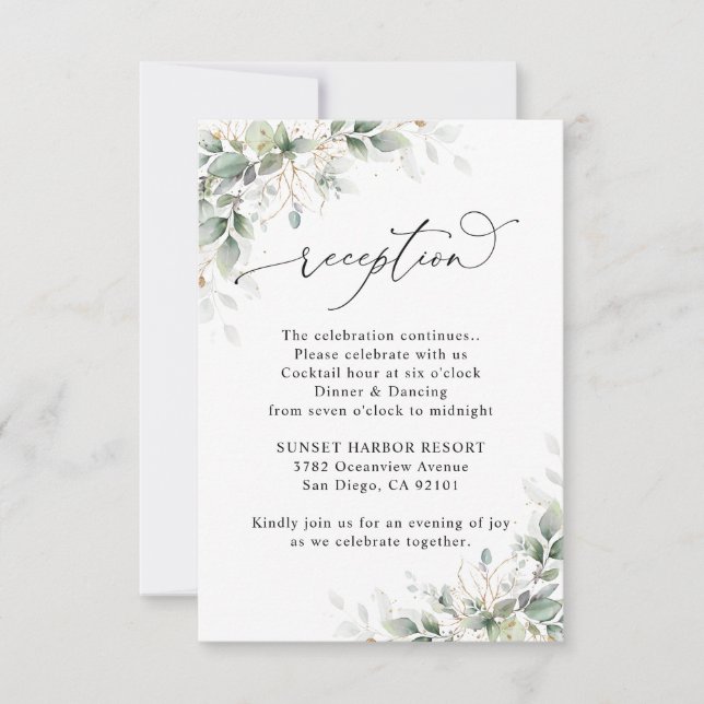 Eucalyptus Wedding Reception Enclosure Cards OSA Kort (Framsida)