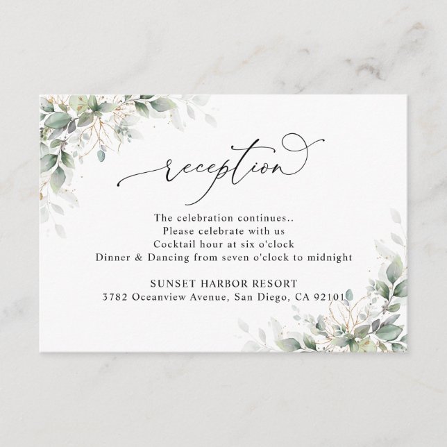 Eucalyptus  Wedding Reception Enclosure Cards Tilläggskort (Framsida)