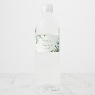 Eucalyptus Wedding Water Bottle Label 1001A Vattenflaska Etikett