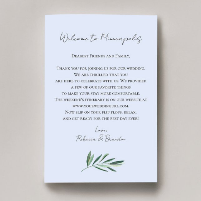 Eucalyptus Wedding Welcome Bag Letter (Skapare uppladdad)